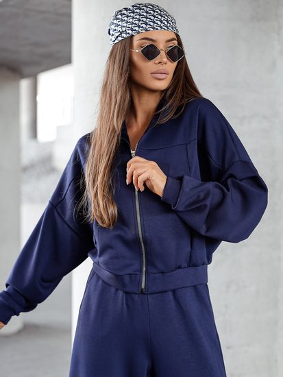 Women’s 2-piece Zip Butter Sport Outfit Navy blue Bolf 821109