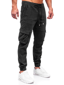 Men's Denim Cargo Joggers Black Bolf MP0105N
