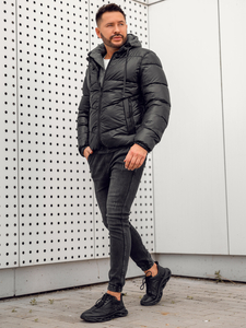 Men's Quilted Winter Jacket Black Bolf B2906A