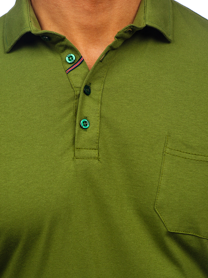 Men’s Long Sleeve Cotton Polo Shirt Green Bolf 5120
