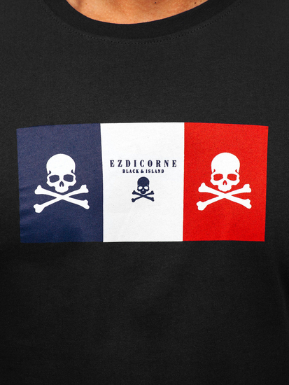 Men's Cotton Printed T-shirt Black Bolf 14784