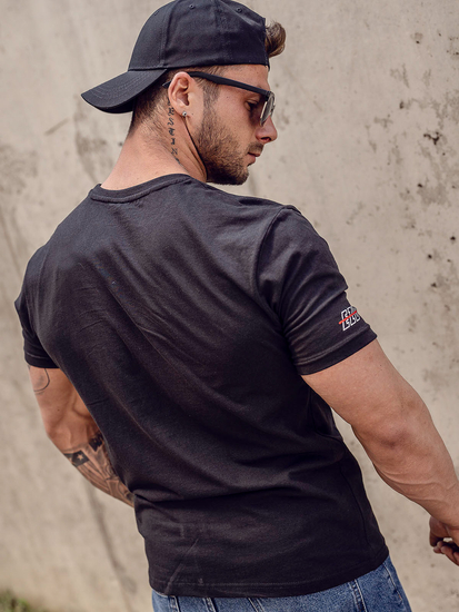 Men's Cotton Printed T-shirt Black Bolf 14782A