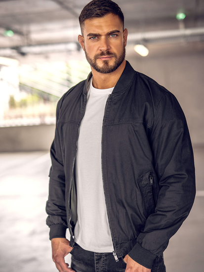 Men's Reversible Lightweight Bomber Jacket Black Bolf 84M3005A