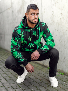 Men's Printed Hoodie Black-Green Bolf 141006