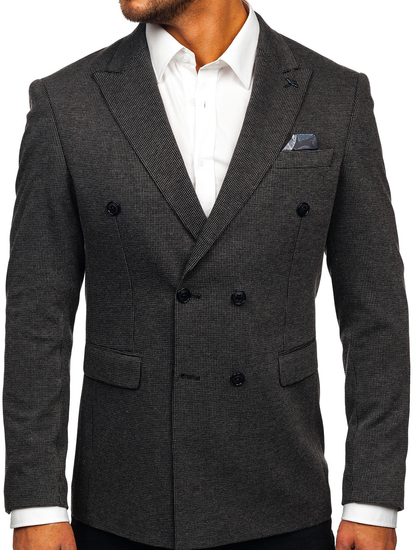 Men's Double-breasted Elegant Suit Jacket Anthracite Bolf 007