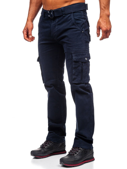 Men's Cargo Pants with Belt Navy Blue Bolf 1672