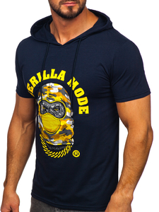 Men's Printed T-shirt with Hood Navy Blue Bolf 8T978