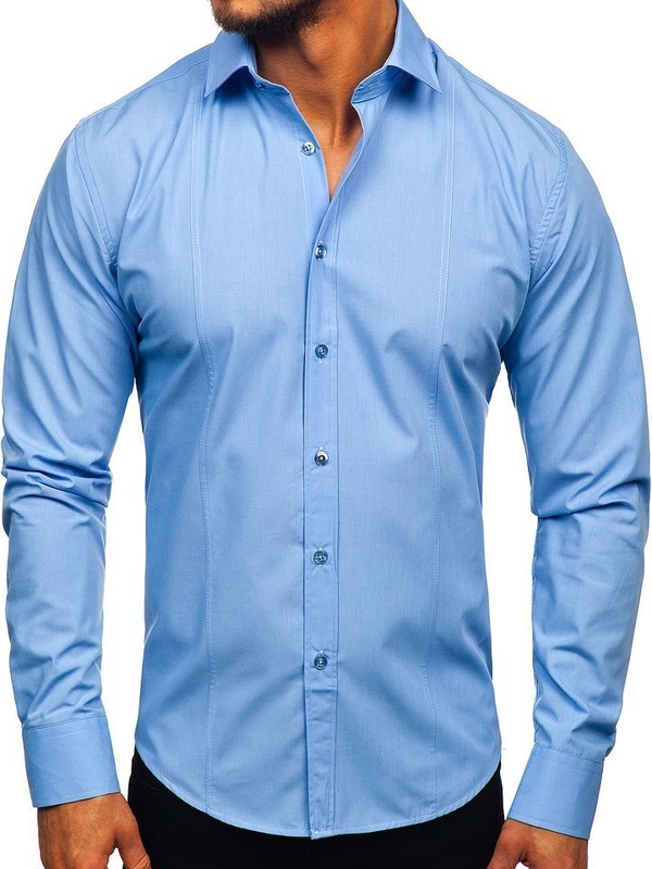 Men’s Elegant Long Sleeve Shirt Sky Blu Bolf 6944