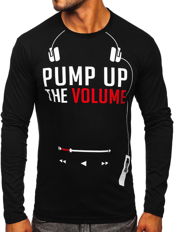 Men's Printed Long Sleeve Top Black Bolf 1219