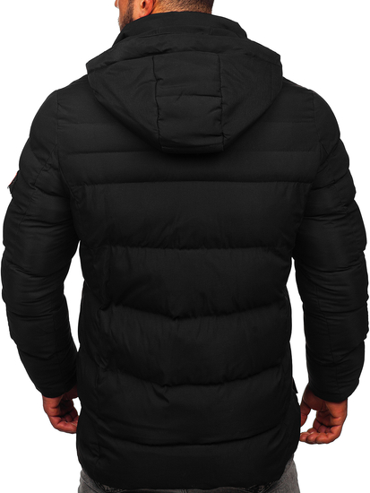 Men's Longline Quilted Winter Jacket Black Bolf 22M53