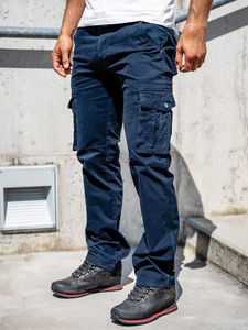 Men's Cargo Pants with Belt Navy Blue Bolf 1672