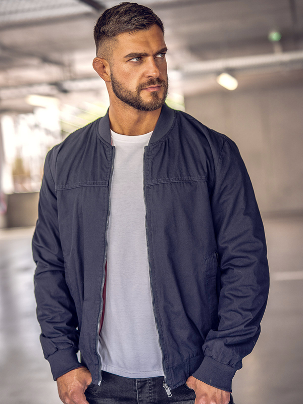 Men's Reversible Lightweight Bomber Jacket Navy blue Bolf 84M3005A