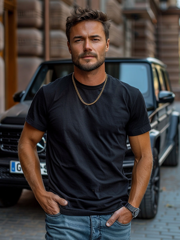 Men's Basic Cotton T-shirt Black Bolf 14291A2