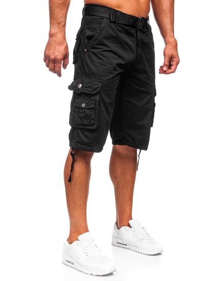 Men's Cargo Shorts with Belt Black Bolf 77885