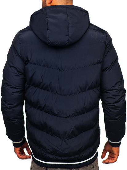Men's Reversible Quilted Winter Jacket Navy Blue-Camel Bolf 7417