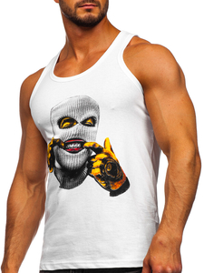 Men's Printed Boxer Tank Top White Bolf 14844