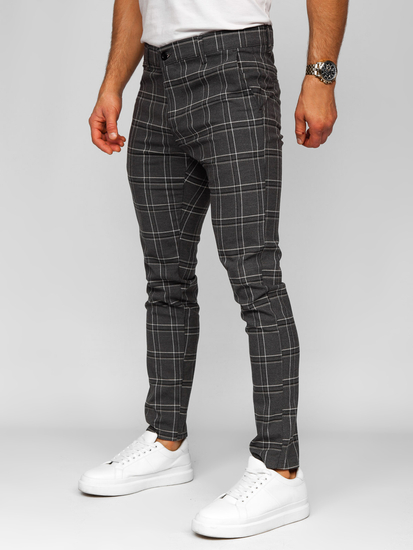 Men’s Elegant Checkered Pants Graphite Bolf 184168