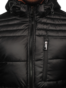 Men's Longline Winter Quilted Jacket Black Bolf 22M62