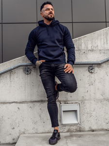 Men's Kangaroo Hoodie Navy blue Bolf MB001A