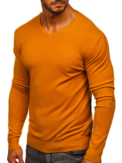 Men’s V-neck Sweater Camel Bolf YY03