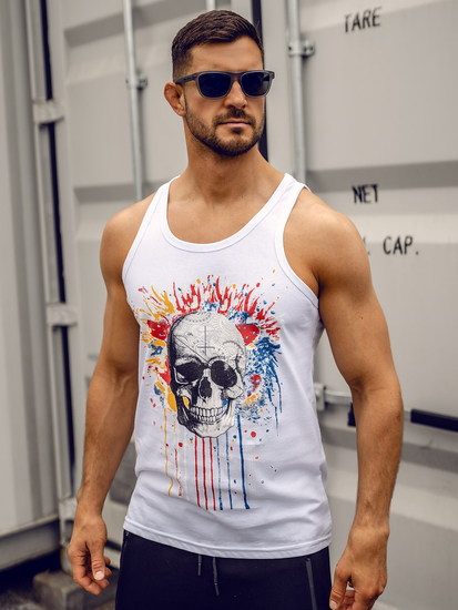 Men’s Printed Tank Top White Bolf 14839A