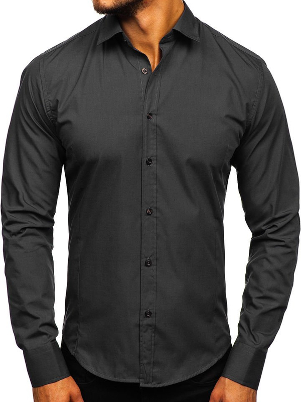 Men’s Elegant Long Sleeve Shirt Black Bolf 1703