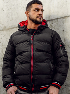 Men's Quilted Reversible Winter Jacket Black-Red Bolf 7410