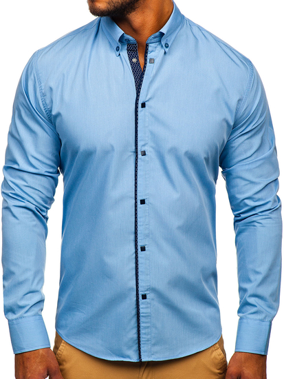 Men’s Elegant Long Sleeve Shirt Sky Blu Bolf 7724