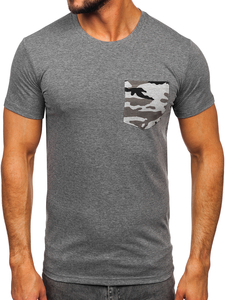 Men's Camo Printed T-shirt with Pocket Graphite Bolf 8T85