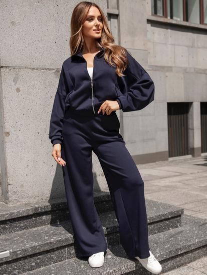 Women’s 2-piece Zip Butter Sport Outfit Navy blue Bolf 821109