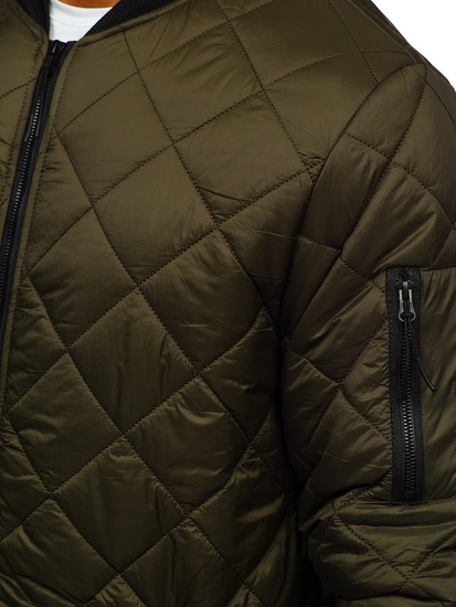 Men's Quilted Lightweight Bomber Jacket Khaki Bolf MY-01