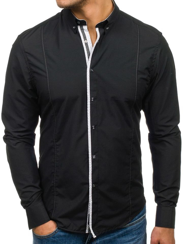 Men's Elegant Long Sleeve Shirt Black Bolf 7722