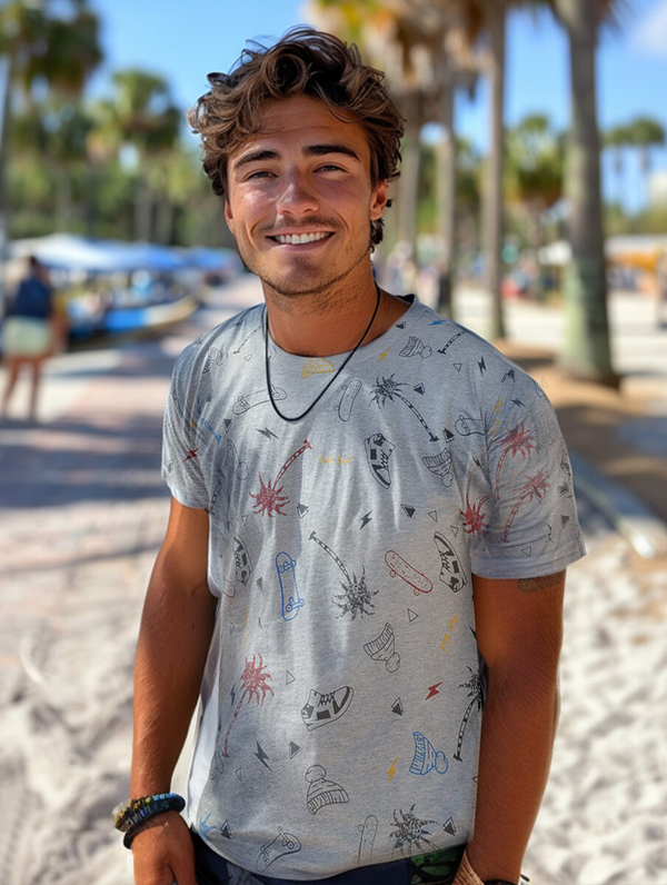 Men's Cotton Printed T-shirt Grey Bolf 1150A2