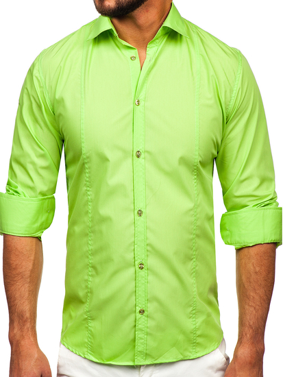 Men’s Elegant Long Sleeve Shirt Celadon Bolf 6944