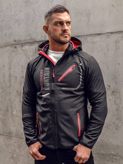 Men's Softshell Jacket Black-Red Bolf HH023A