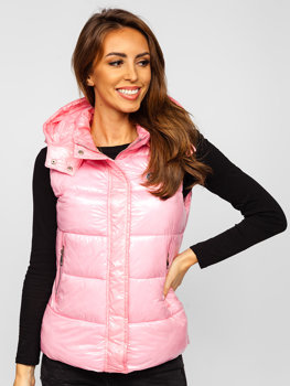 Women's Quilted Hooded Gilet Light Pink Bolf SW025