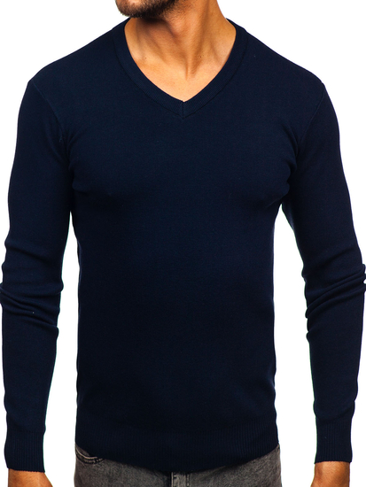 Men’s V-neck Sweater Navy Blue Bolf H2405