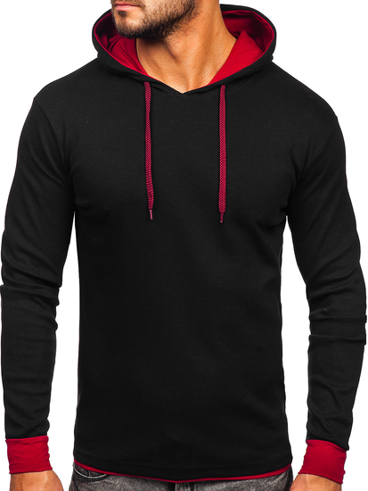 Men's Hoodie Black-Claret Bolf 146312