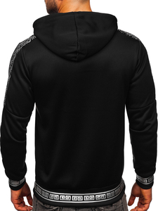 Men's Warm Printed Hoodie Black-Silver Bolf HM526