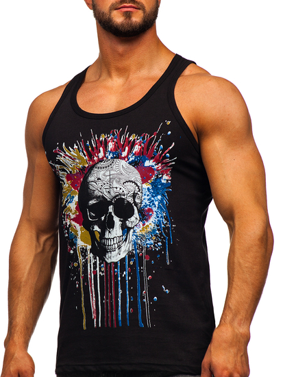 Men's Printed Boxer Tank Top Black Bolf 14839