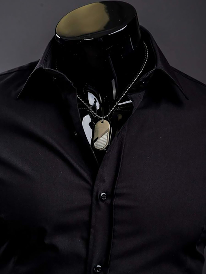 Men’s Elegant Long Sleeve Shirt Black Bolf 1703A