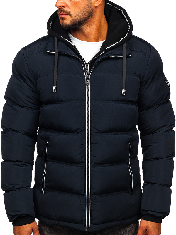 Men's Quilted Winter Jacket Navy Blue Bolf 6881
