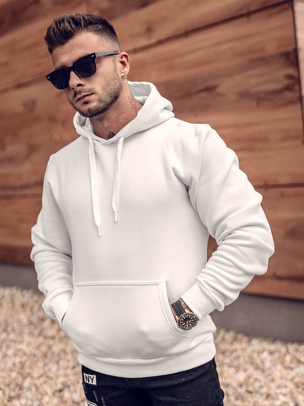 Men's Kangaroo Hoodie White Bolf 1004