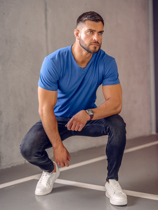 Men’s Basic V-neck T-shirt Blue Bolf 192131A