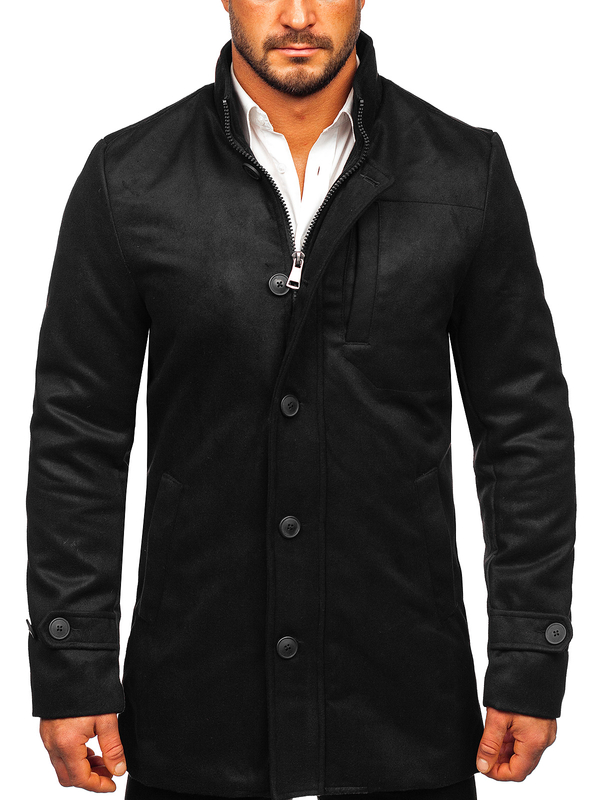 Men's Winter Coat with Stand Up Collar Black Bolf M3129
