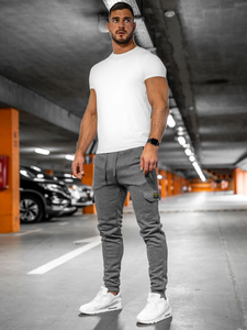 Men's Thick Cargo Joggers Grey Bolf JX8709A