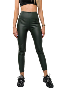 Women's Faux Leather Leggings Green Bolf 2048