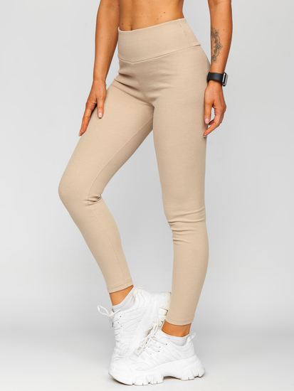 Women's Striped Leggings Beige Bolf 020