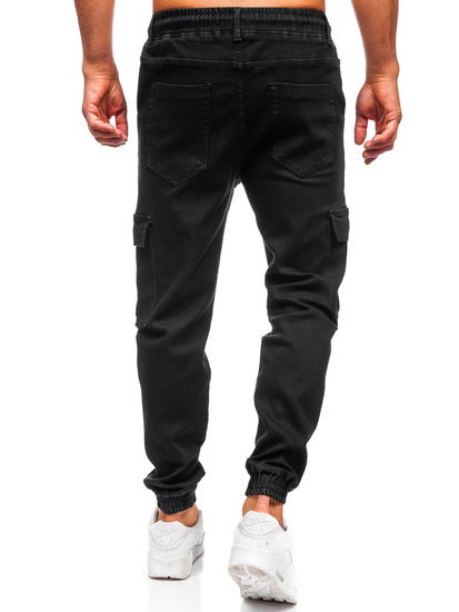 Men's Denim Cargo Joggers Black Bolf 8170