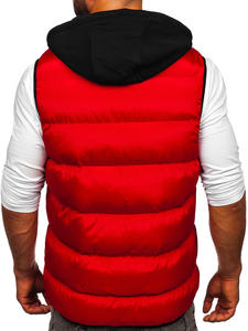 Men's Warm Quilted Gilet with Hood Red Bolf 7126